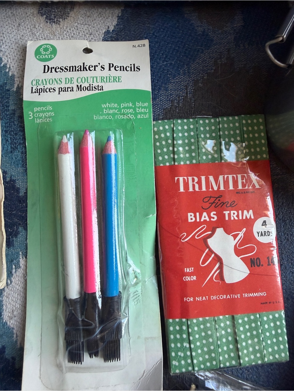 Vintage new with tags Sewing & Craft Lot with Pink, Green, Blue, Yellow, Black - Picture 7 of 8